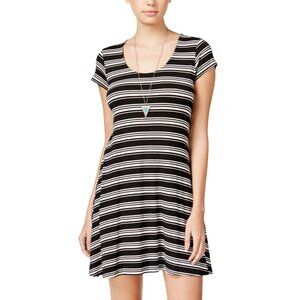 NWT Unedited By Teeze Me Short Sleeve Knit A-Line Dress Black / White XXS